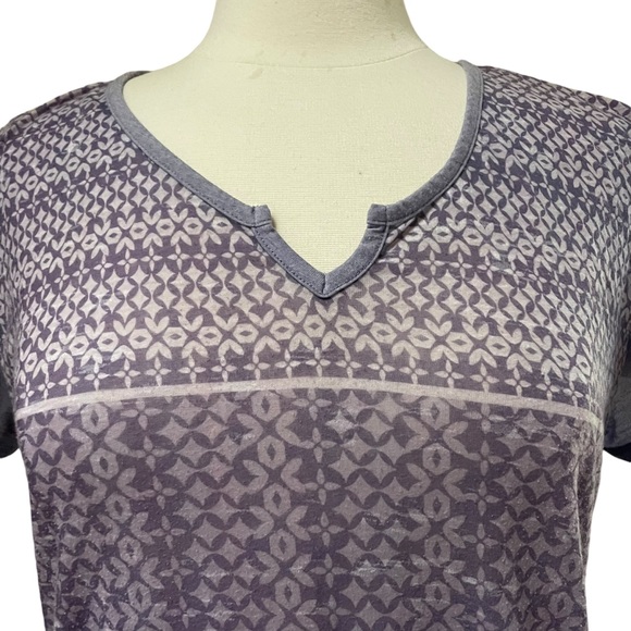 Kuhl KÜHL Burnout Sheer T-Shirt Short Sleeve Shirt Henley Top Purple Women Large - Picture 4 of 8